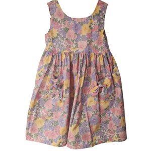90s Spring Mini Pop Floral pansies Dress Tie Pockets swoop back